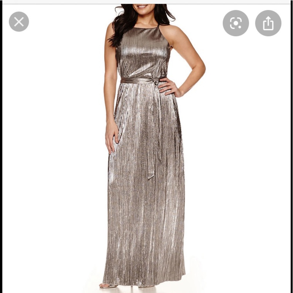BISOU BISOU Silver Maxi Dress NWT